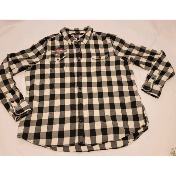 Harley Davidson Plaid Flannel Large Back Hit Biker Moto 2XL Unisex Eagle *Read - Picture 2 of 12